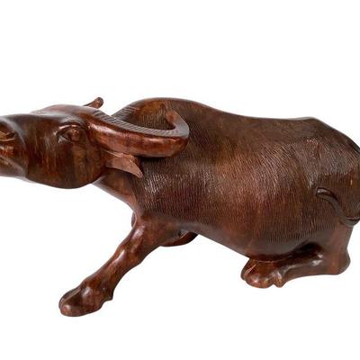 JAKA212 Wooden Water Buffalo Sculpture	Mid Century Asian hand carved out of solid wood.
