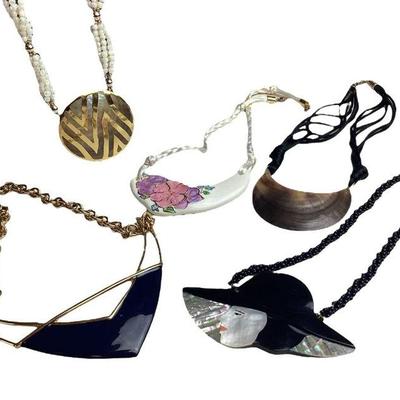 JAKA704 Vintage Statement Necklaces	Five total necklaces, one is Monet branded
