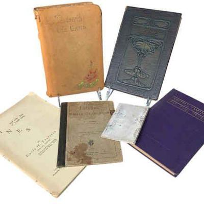 JAKA647 Antique Poetry Book Assortment	This lot includes a rare 1884 suede covered one thousand and one gems American and English poetry...