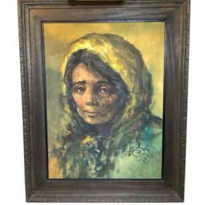 JAKA639 Salvador Cabrera Signed, Portrait Of A Women	Salvador Cabrera is a famous Filipino oil painter alive from 1929-1986, known for...