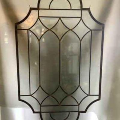 JAKA822 Stained Glass #2	One of three clear stained glass hangings with frosted edges and beveled panels, approximately 36" tall by...