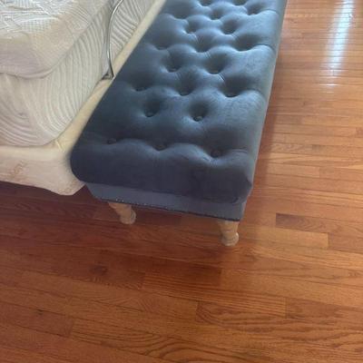 Blue velvet bench