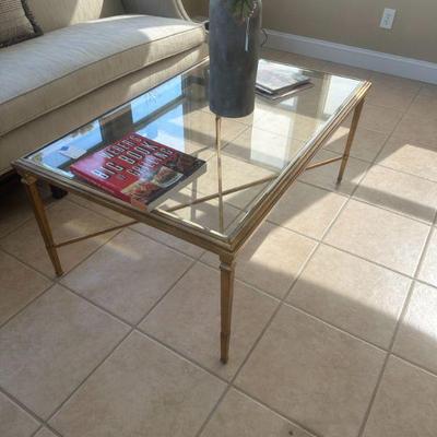 high end brass and glass coffee table
