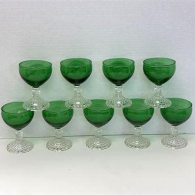 Discontinued Anchor Hocking Green Bubble Foot Cocktail Set .jpg