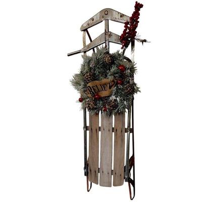 Vintage Christmas Decor & Decorations: Vintage sled with wreath and "Belive" banner