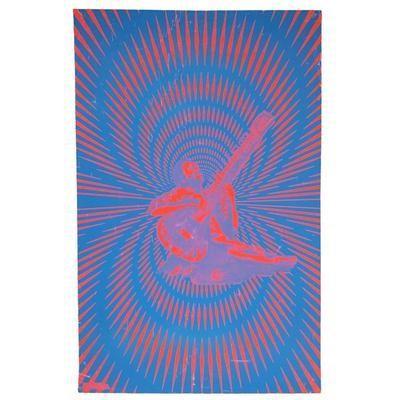 Original 1960s Psychodelic Ravi Shankar Sitar Player Advertising Poster Silkscreen Poster Plymouth Square Center Conshohocken PA