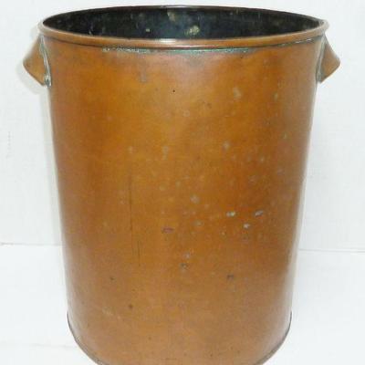 large copper bucket cupped handles