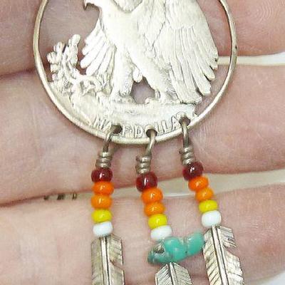 Les Peone Navajo signed pendant necklace