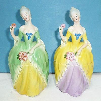 pair vintage powder/dresser jars