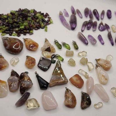 Polished Amethyst, Garnet Chips, Agates, & Others
