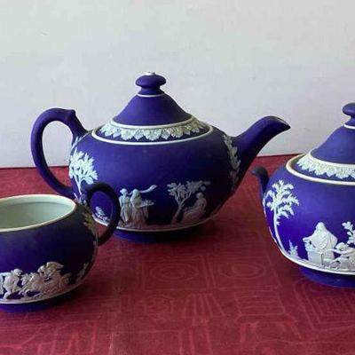 Vintage Wedgwood Cobalt Teapot, Sugar And Creamer (Made In England)
