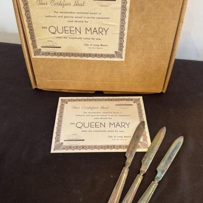Three Kosher Cutlery Pieces From The Queen Mary (Lot 2) W/ Cert.
