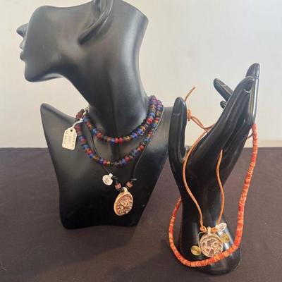 4 Necklaces (Red Pipe Stone, African Trade Beads And More)
