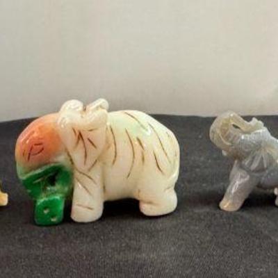 Vintage Carved Stone Elephants