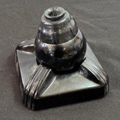 Vintage Swivodex Black Glass Ink Well
