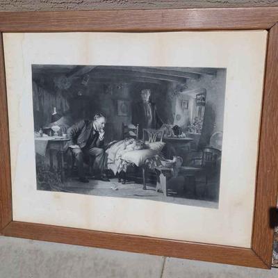 Antique Print of 19tn Century Painting By Luke Fildes

