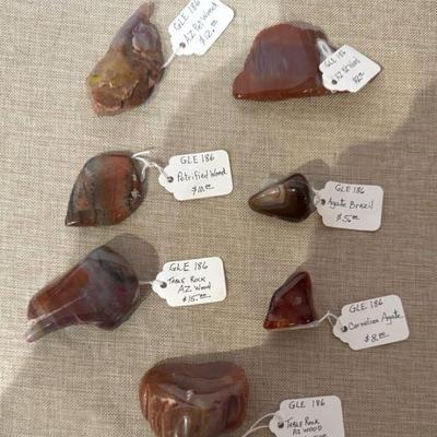 Petrified Wood, Various Agates, And Table Stone Assortment
