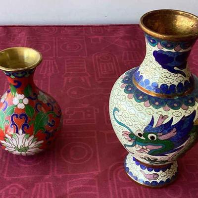 Vintage Cloisonné Dragon Vases
