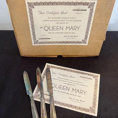 Three Kosher Cutlery Pieces From The Queen Mary (Lot 1) W/ Cert.
