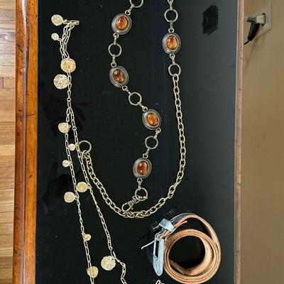 (3pc) Ladies' Fashion Belts | Ladies' fashion belts including gold chain-and-link style, amber accent gems chain-and-link...