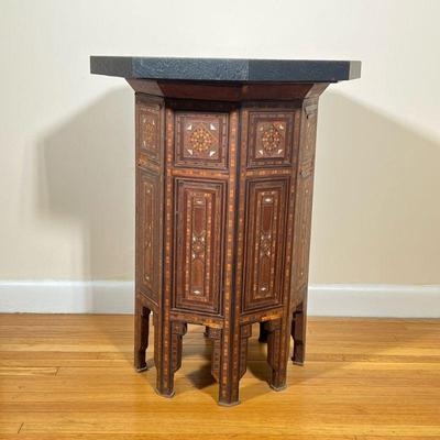 Islamic/Moorish Table - Geometric Design | Antique (1900s) Islamic/Moorish style octagonal occasional table with parquetry and inlaid...