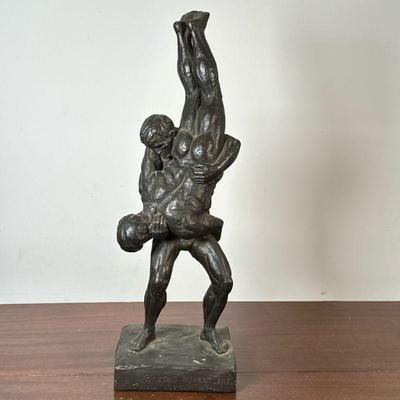 After Molvina Hoffman (American, 1885-1966) Sculpture - "Wrestlers" | Sculpture of "Brenton Wrestlers" in action in...
