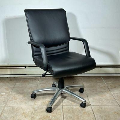 Black Faux Leather Desk Chair - Mayline 1 of 2 | Mayline Group (Sheboygen, Wisconsin) black faux leather office/desk chair on wheels. -...