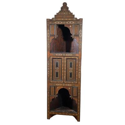 Islamic/Moorish Corner Cabinet - 2 of 2 | Antique (1900s) Islamic/Moorish style octagonal occasional table with parquetry and inlaid...