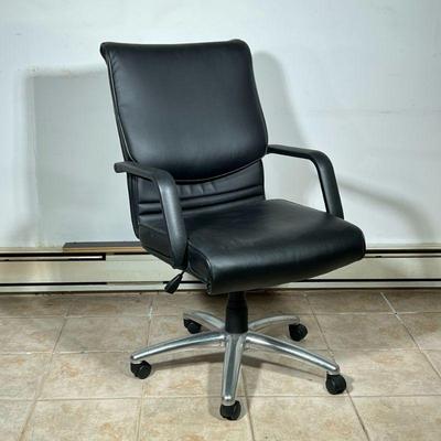 Black Faux Leather Desk Chair - Mayline 2 of 2 | Mayline Group (Sheboygen, Wisconsin) black faux leather office/desk chair on wheels. 21...