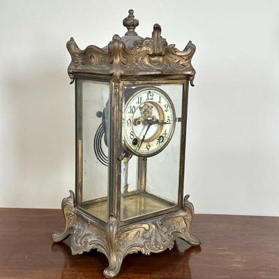 New Haven Clock Co. Mantle Clock | Antique (1911) New Haven Clock Co. (New Haven, Connecticut) ornate crystal Regulator mantel clock with...