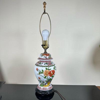 Chinese Wu-Cai Style Table Lamp | Chinese Wu-Cai style porcelain ginger jar. Likely this jar was turned into an original/one-of-a-kind...