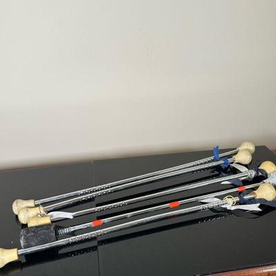 (5pc) Twirling Batons | Vintage (1980s) twirling batons with rubber stoppers on ends, in various sizes and styles.