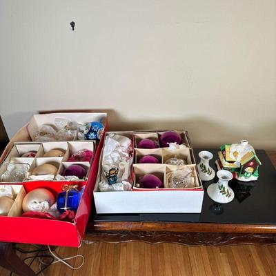 Collection of Christmas Ornaments & Decor | Collection of Christmas ornaments and decor including Lenox Beacon Hill (Japan) ceramic...