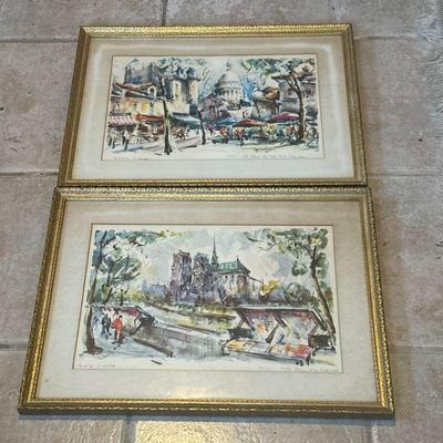 (2pc) Marius Girard (French, 1927-2014) Lithograph | After Marius Girard's paintings, "Paris, Notre-Dame et la Seine" and...
