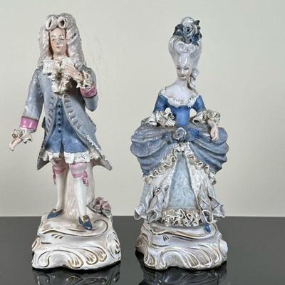 (2pc) Louis XVI & Marie Antoinette Figurines | Vintage (1940s) Cordey China Co. (Trenton, New Jersey) ceramic figurines of the French...