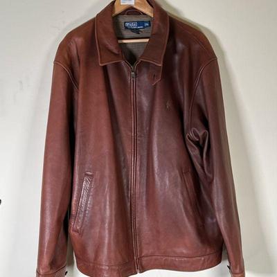 Men's Polo by Ralph Lauren Leather Jacket | Men's POLO by Ralph Lauren brown leather jacket marked "Made in China."...