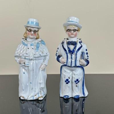 (2pc) German "Nodding" Figurines | ntique (1920-1949) German ceramic figurines with "nodding" head feature...