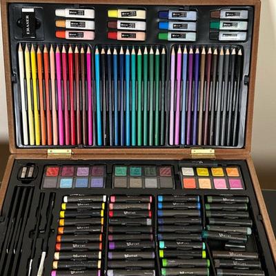 1-2-3 Art Set with Carrying Case | "123 Art Set" with wooden latched and handled carrying case includes: 12 paint tubes, 24...