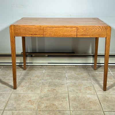 Oak Single Drawer Desk | Vintage English (Air Ministry) oak desk with a single "hidden" drawer.

