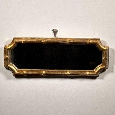 Gold Gilt Mirrored Dresser/Vanity Tray | Vintage felt-backed vanity tray with gold gilt bamboo frame and mirrored surface. - h. 6 x w....
