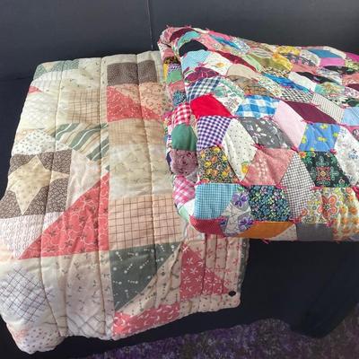 Vintage 1930-60’s Handmade Patchwork Quilt Full Size And Comforter