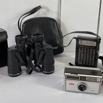 Vintage Panasonic AM FM Radio And Camera’s And Binoculars