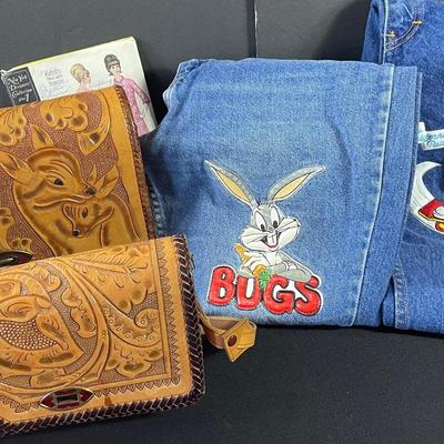 Vintage Tooled Leather Purses And Vintage Jeans