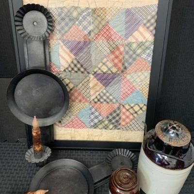 Ct735 vintage quilt and canning jar