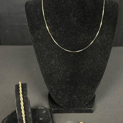 Ct942v 18k gold earrings 14k gold necklace, gold bracelet