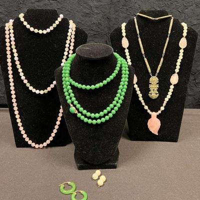 Ct952 jade and rose quartz jewelry