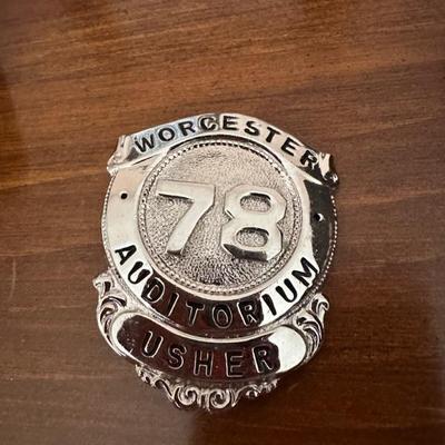 Worcester Auditorium Usher badge 