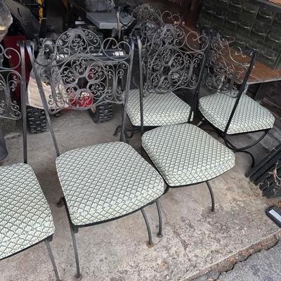 6 Ornate Wrought Iron Patio Garden Dining Chairs believed by Lee Woodard