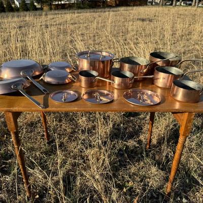 All solid copper. French or Italian. Made for various stores in Manhattan.