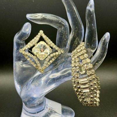 Vintage Rhinestone Brooch & Bracelet

